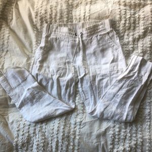 White linen Athleta pants
